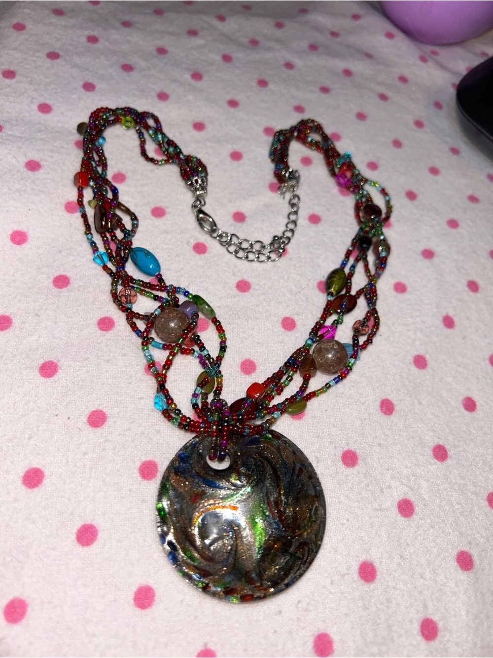 Multicolor Beaded Pendant Necklace